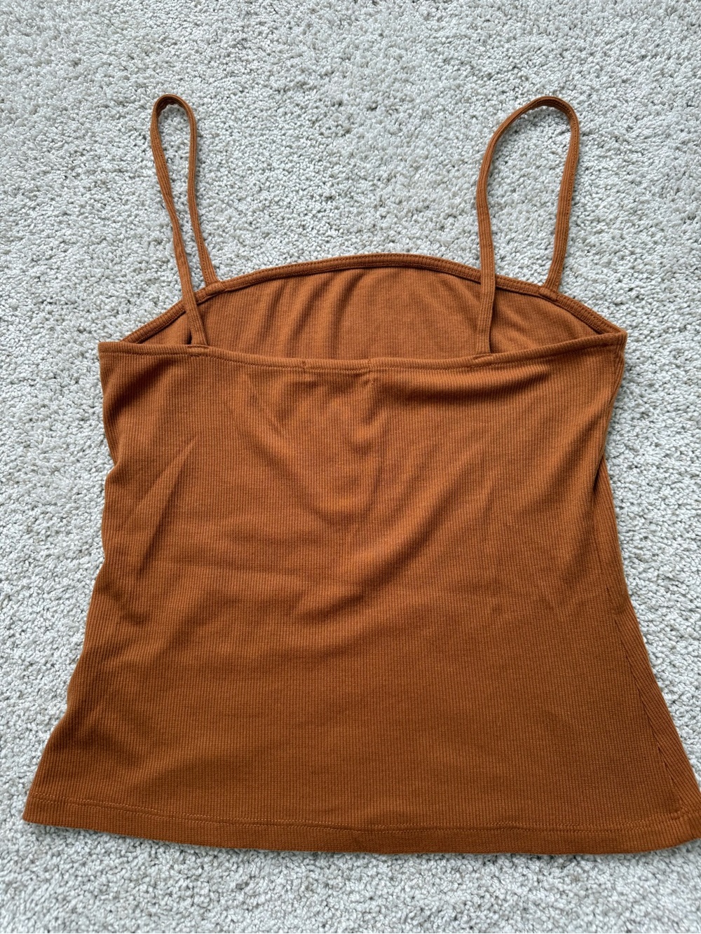 Women's Ribbed Spaghetti Strap Tank Top - Rust - Picture 2 of 4